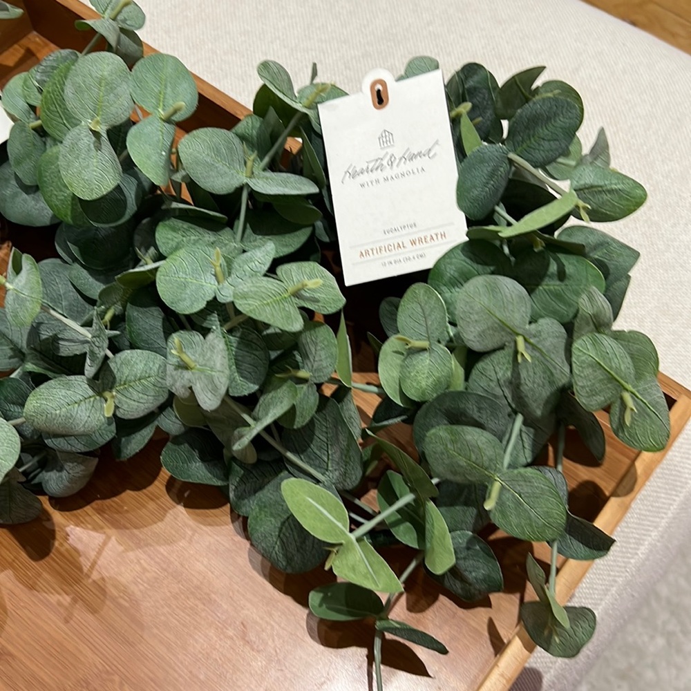 NWT Hearth and Hand Magnolia 7.5 Inch Mini Faux Eucalyptus Wreath